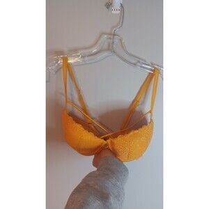 Pink By Victoria's Secret Date Push Up Bra Sz 32 DD Yellow